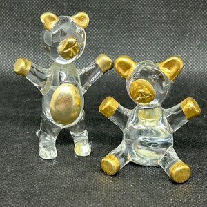 Prestige American Corporation art glass bear figurines set of 2